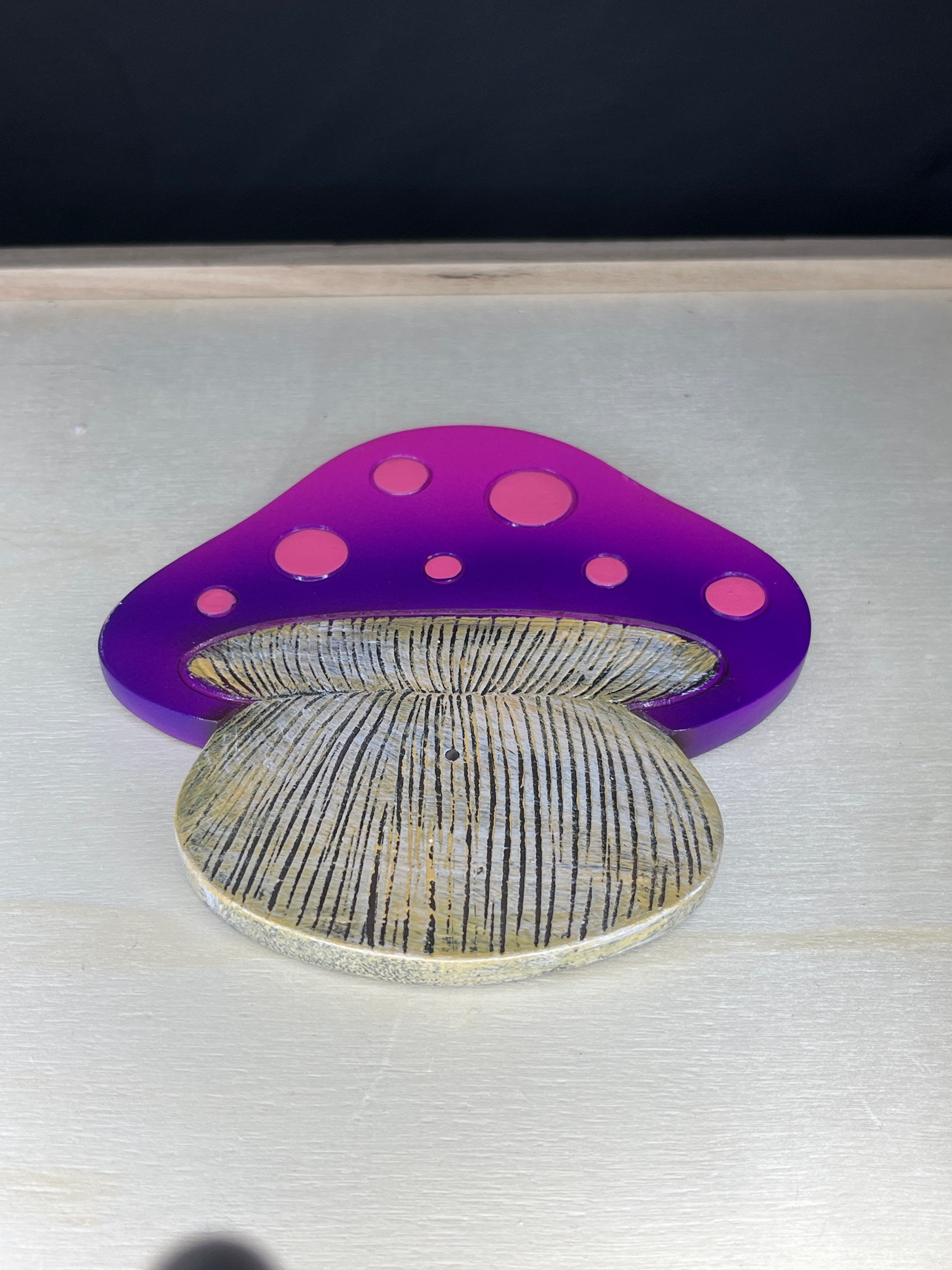 Incense Burner: Purple and Pink Mushroom