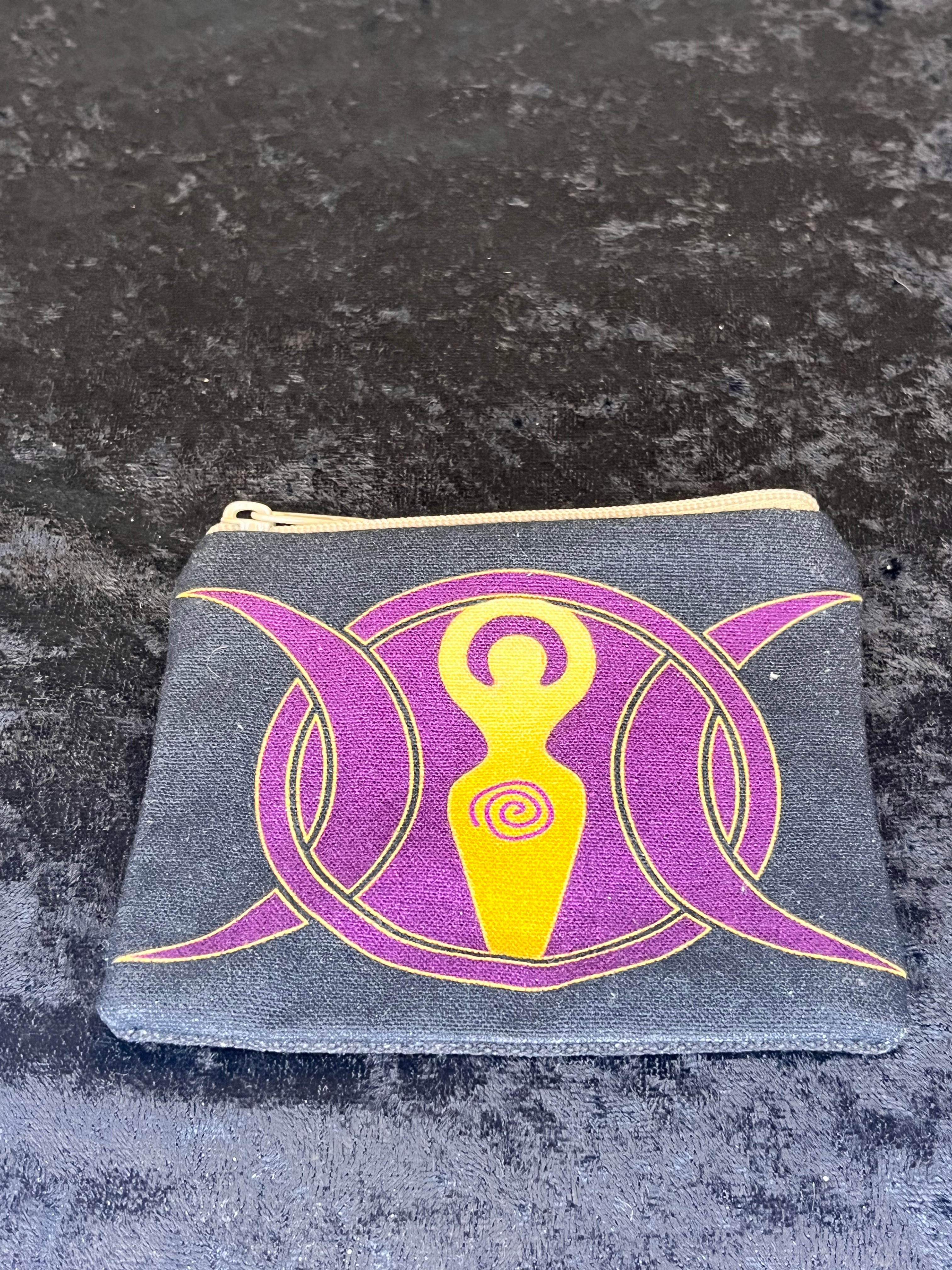 BAG: Small Zippered Coin Purse: Goddess With Moon Phases