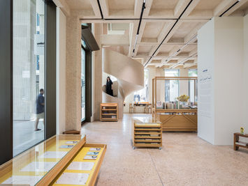 Commercial architecture photography of a modern bookstore Doha Qatar 
