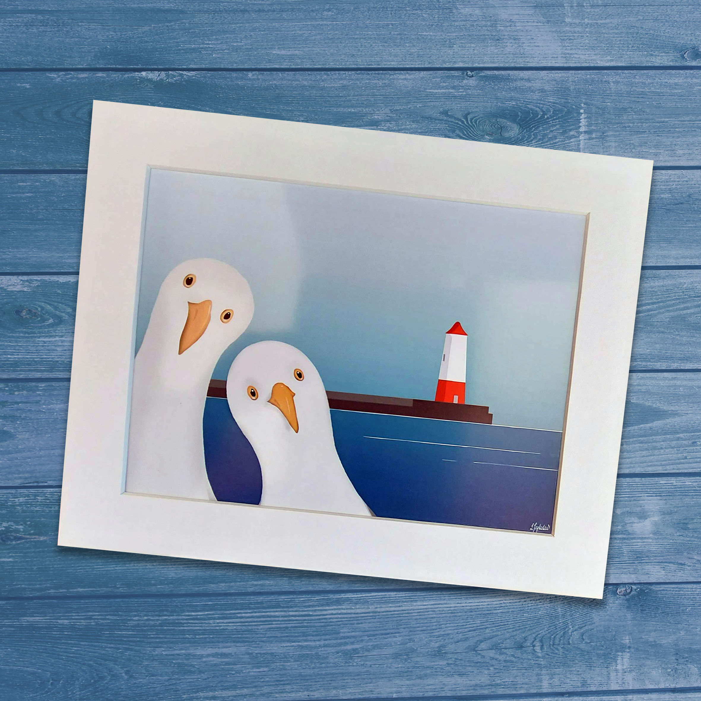 Seagulls Welcoming Tourists to Berwick upon Tweed mounted art print