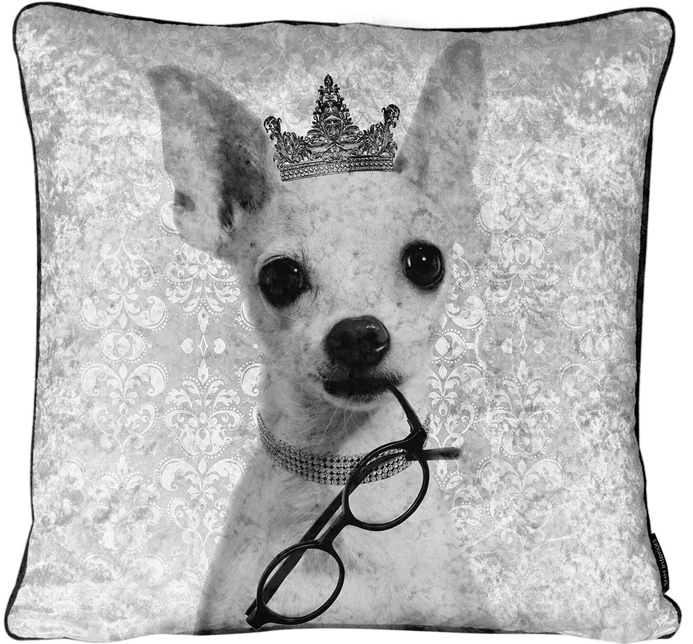 Filled Crushed Velvet Cushion 'Chihuahua'