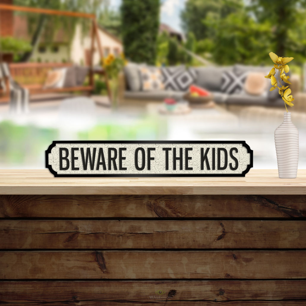 'Beware of The Kids' Vintage Road Sign