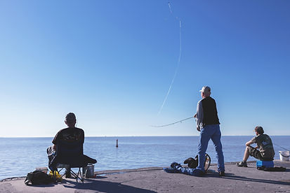 Scene of retirees fishing