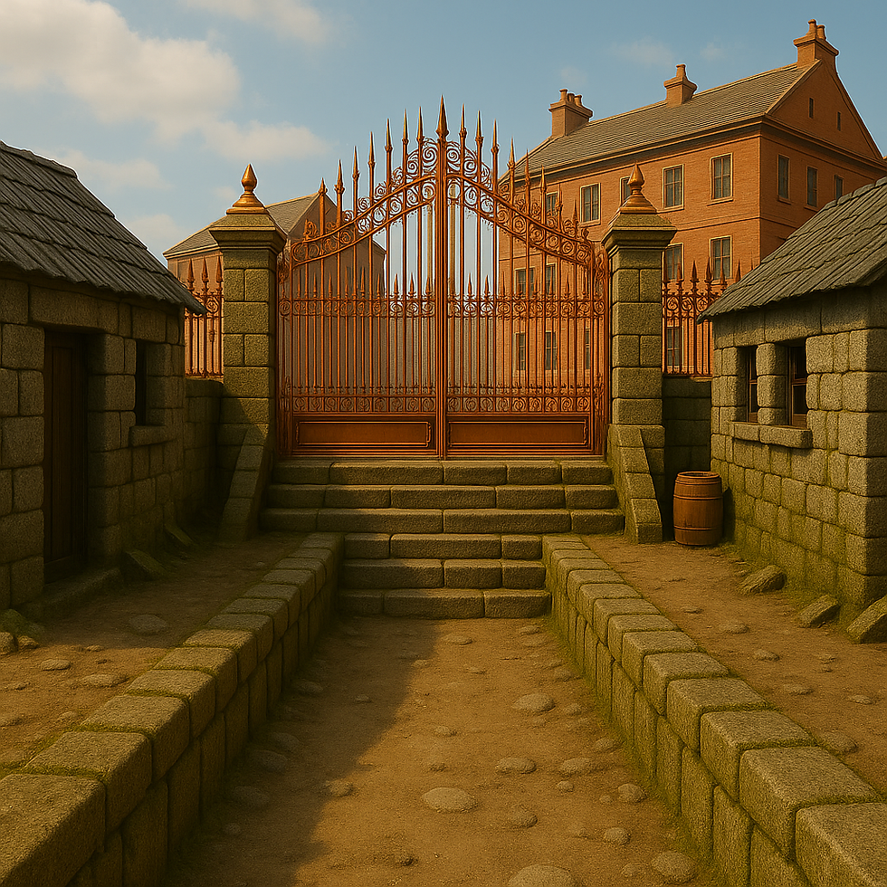 Copper fence between the Trough and market ring