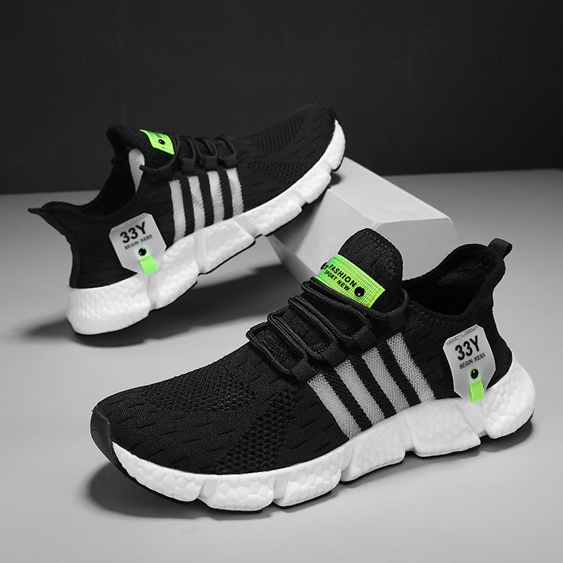 Malha respirável sapatos masculinos na moda leve andando apartamentos plus size