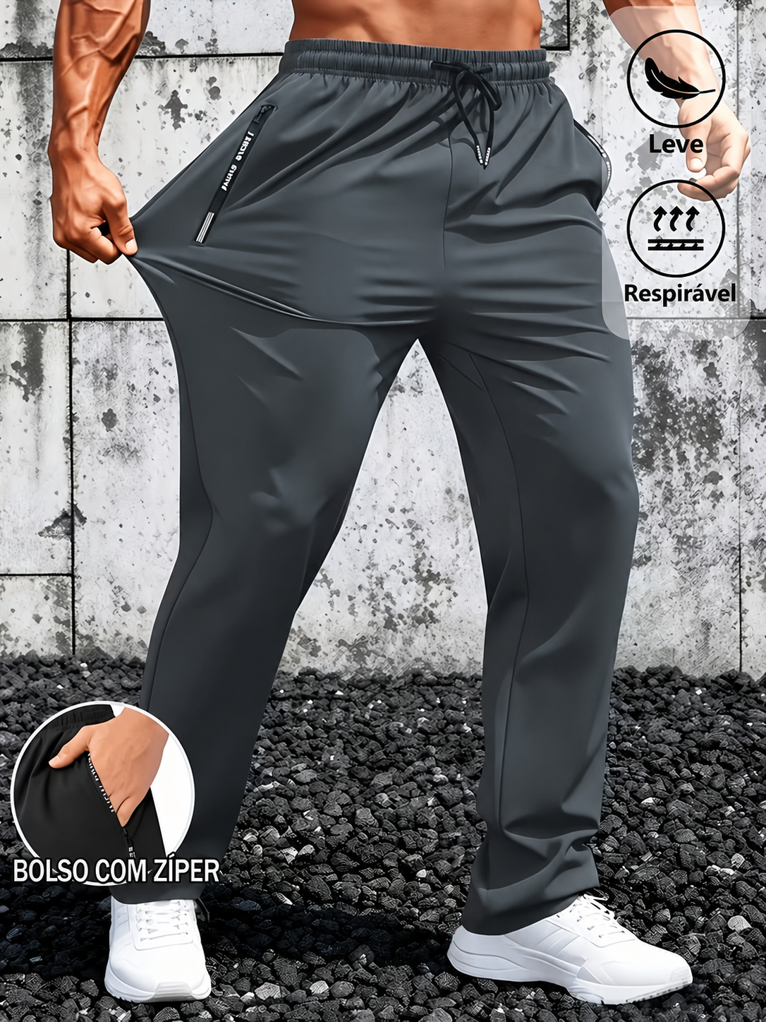 Calça Masculina De Seda Gelada Esportiva