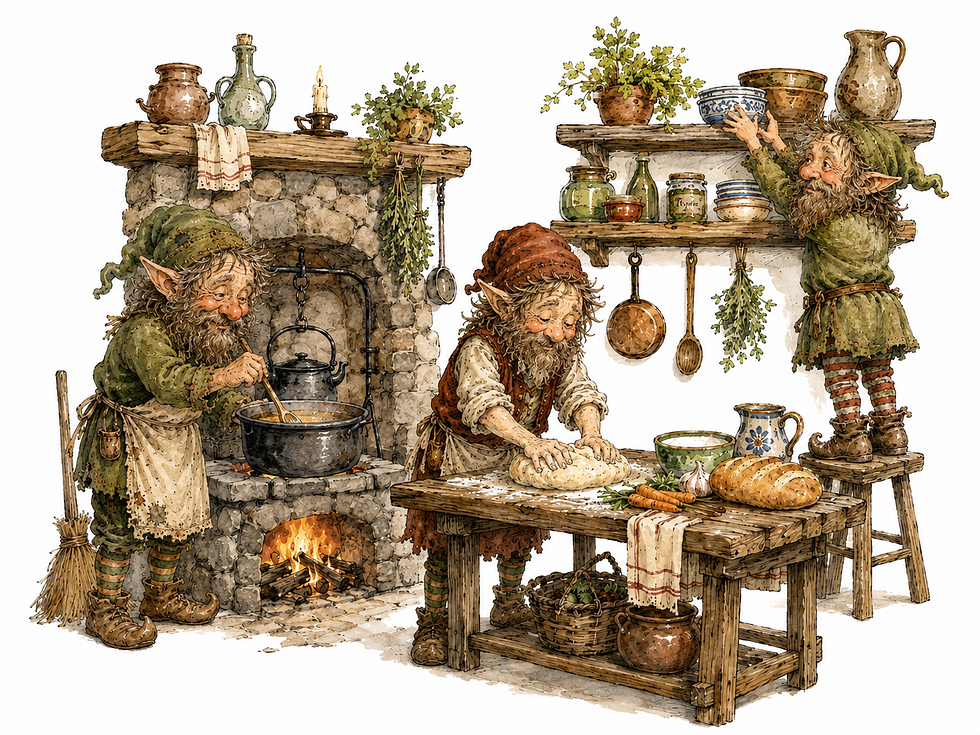 Fairies doing household chores
