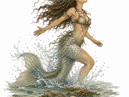 A woman shape-shifts into a mermaid