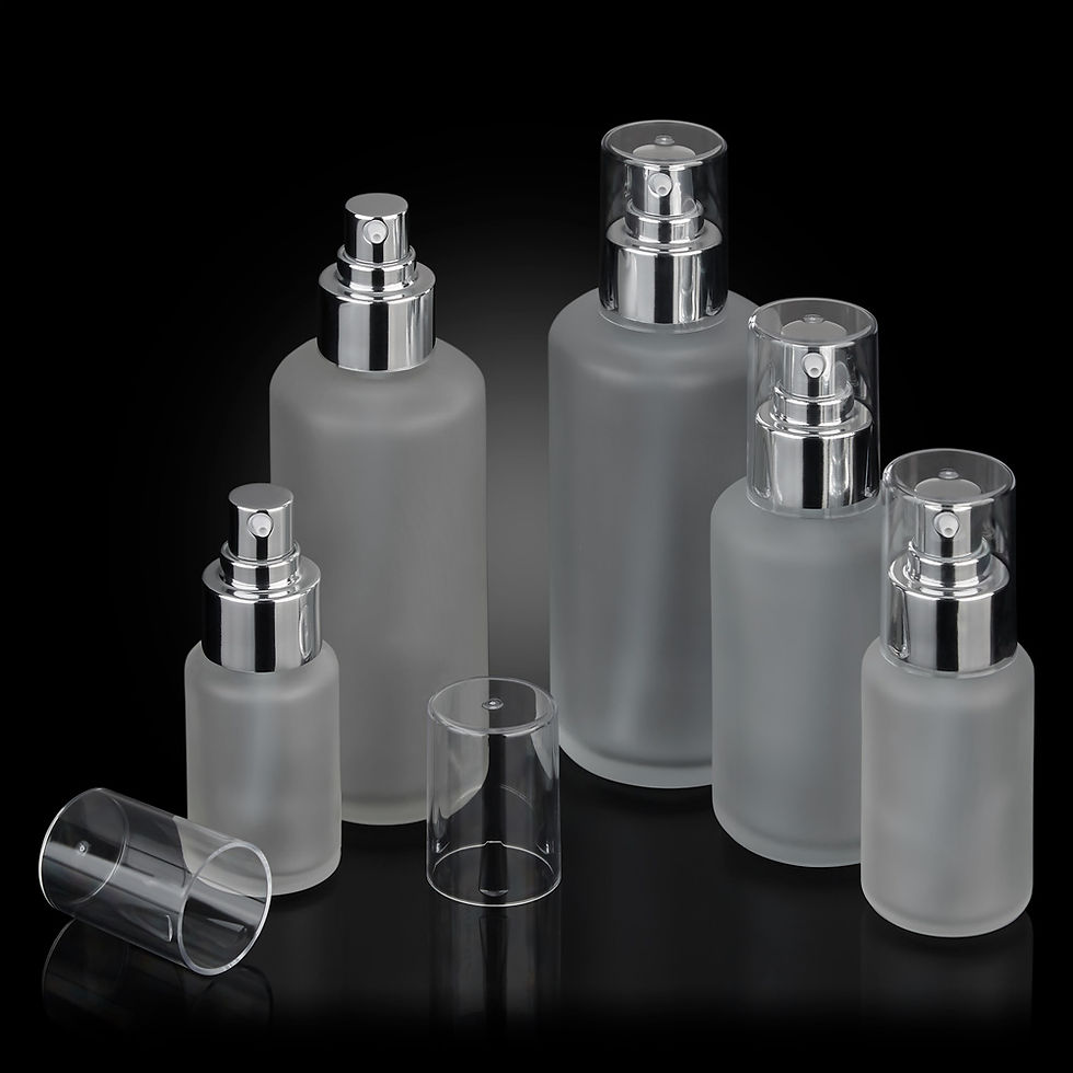 Thumbnail: Group of 5 sizes Glass Lotion Pump Bottle Skincare Containers