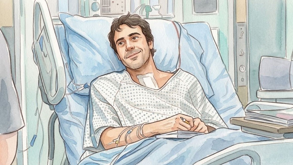 Denny Duquette rests in a hospital bed.