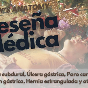 Izzie, Meredith y George están recostados / acostados bajo el árbol de Navidad.