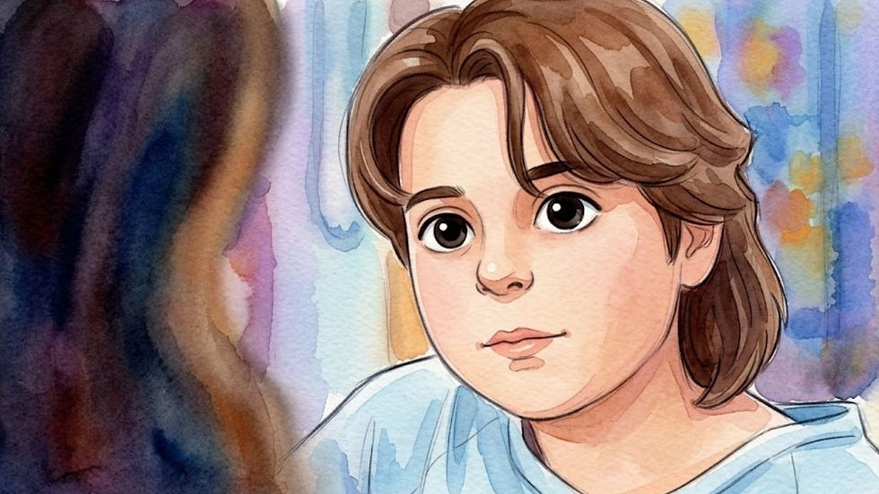 Eric Sanborn wears a hospital gown and looks at the surgeons.