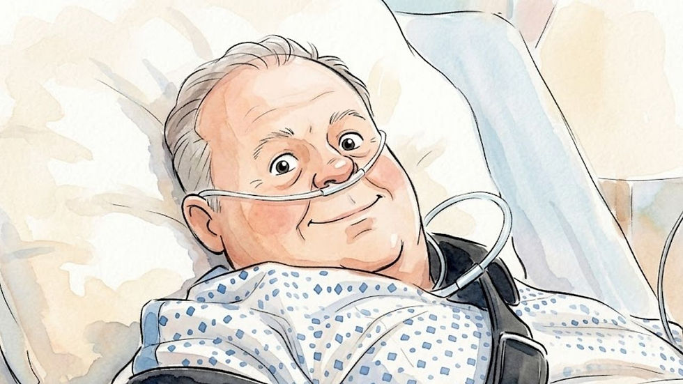 Harold O'Malley rests in a hospital bed.