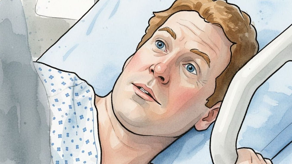 Mauer Pascowitz yace en una cama de hospital.