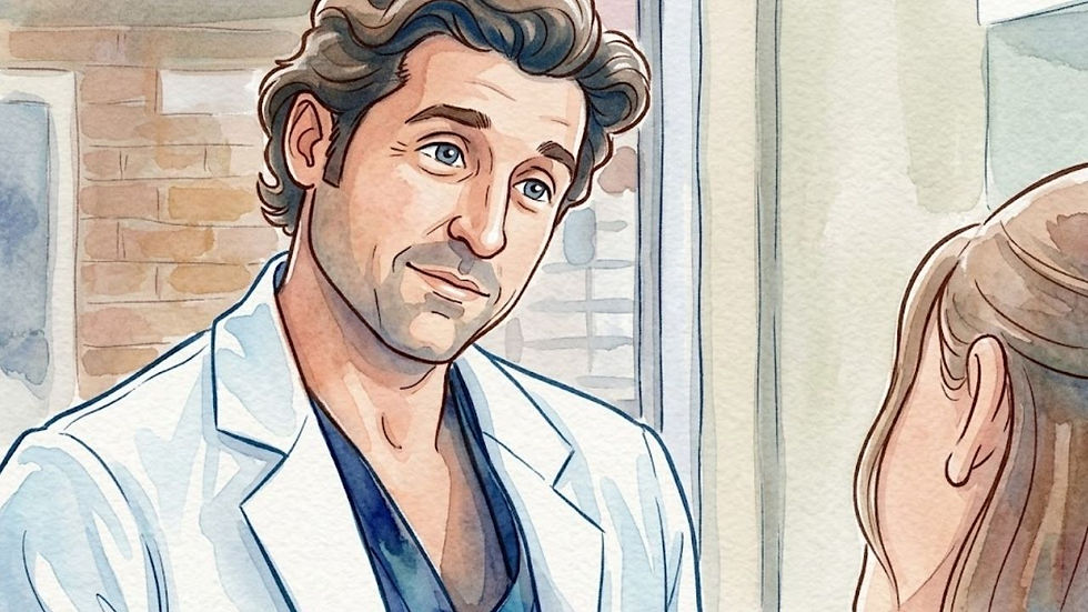 Derek Shepherd looking at Meredith Grey.