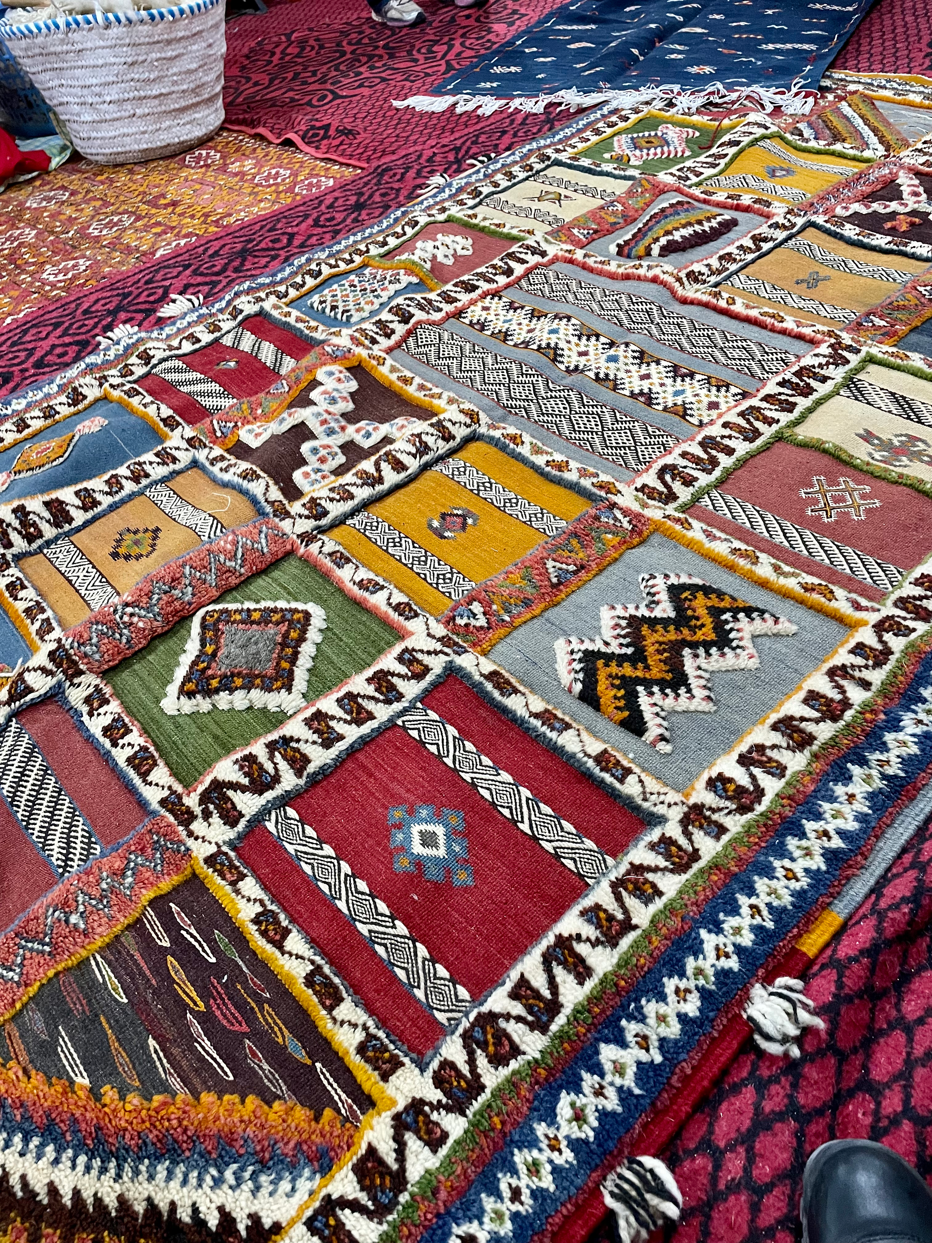 Mix of flat, pile, embroidery