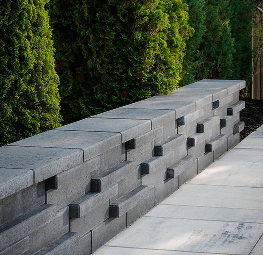 Retaining wall with a paver patio