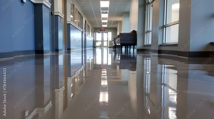 Sterile white medical-grade epoxy flooring for a healthcare clinic in Savannah, GA.