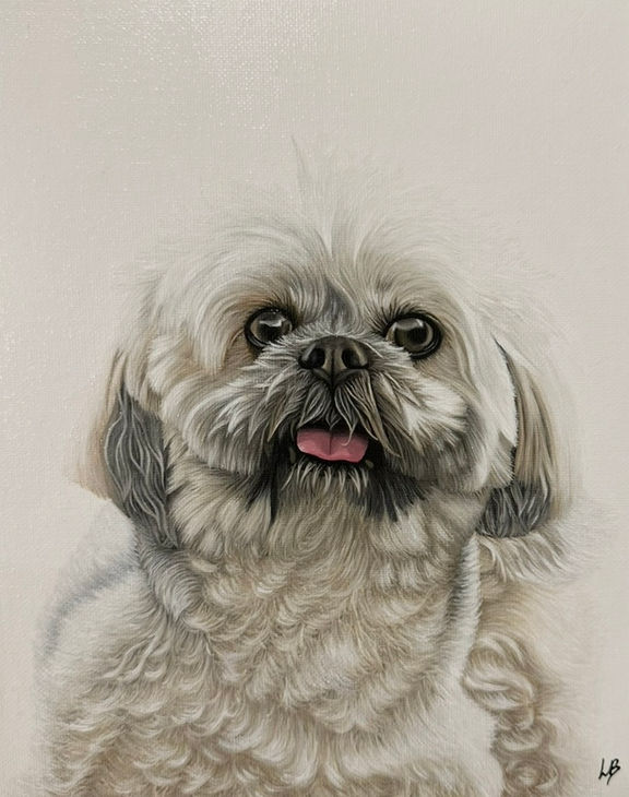 acrylic painting of a shih tzu