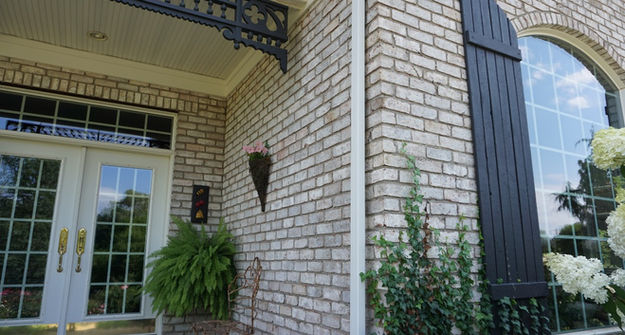 White stained brick on a house