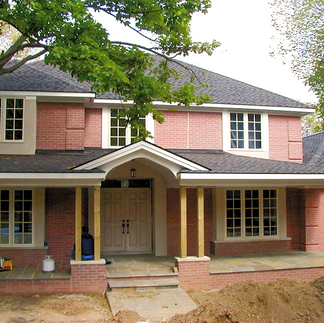 Red brick stain on a house