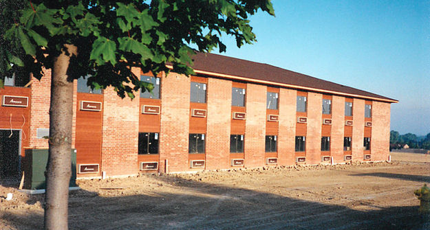 Before staining bricks on a building