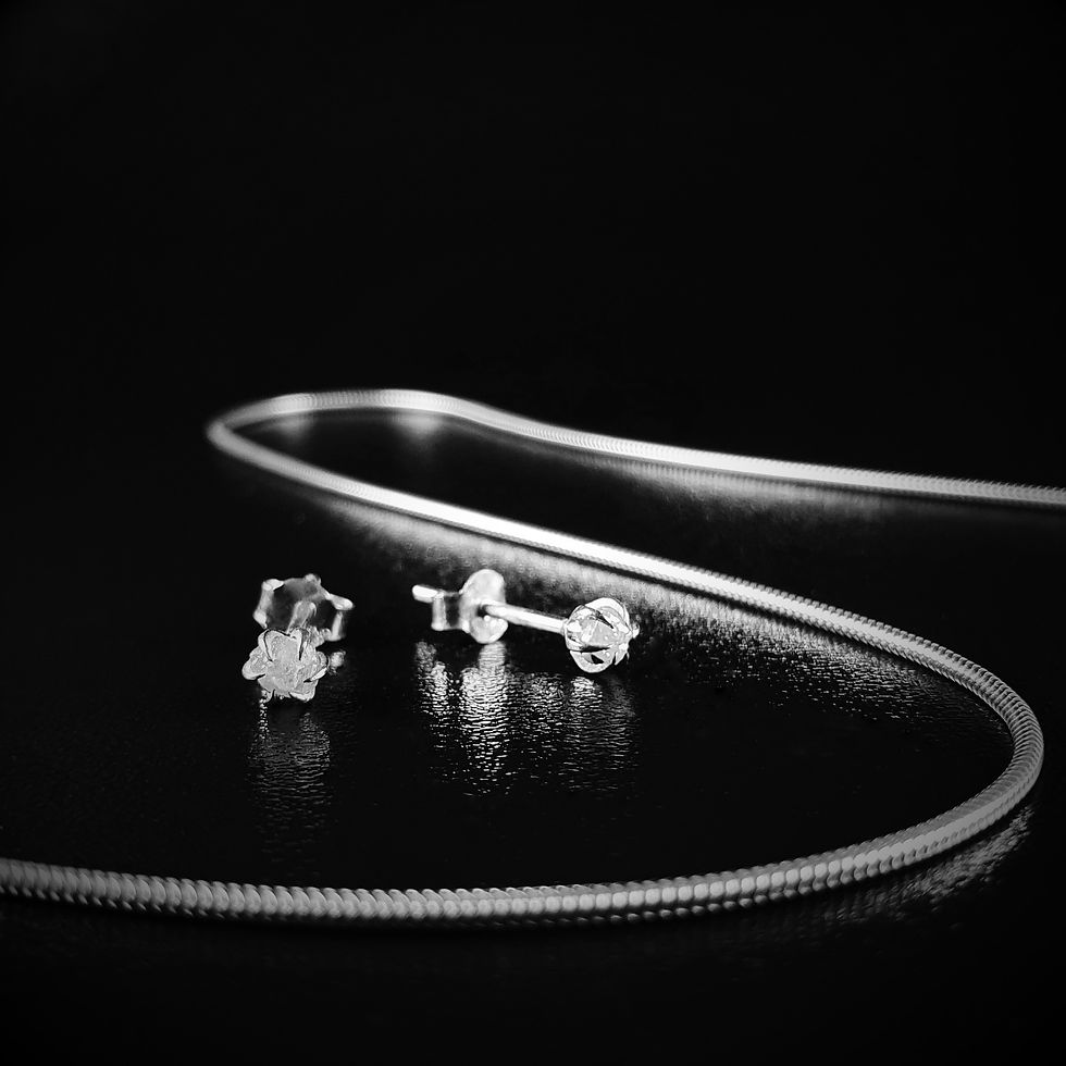 Thumbnail: Silver raw diamond earrings for men