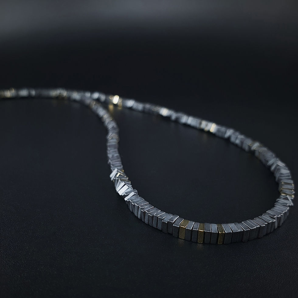 Thumbnail: Mens necklace matte Hematite gemstone