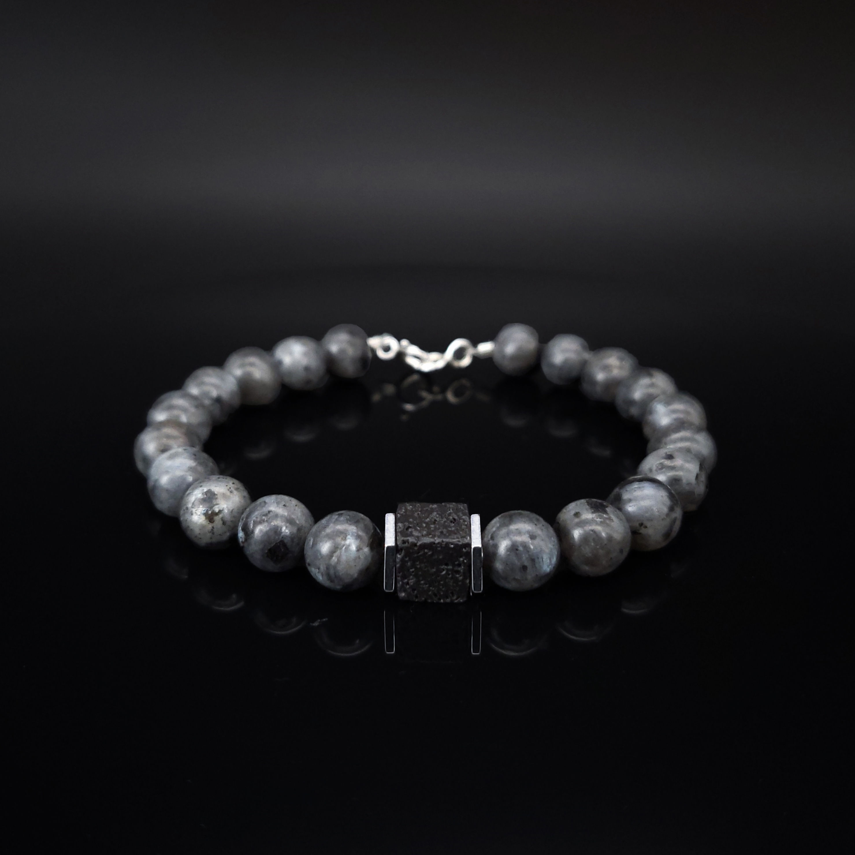 Mens bracelet Labradorite Handmade Jewelry for men Gift for him Natural gray stone bracelet Mens beaded bracelet Viking brace