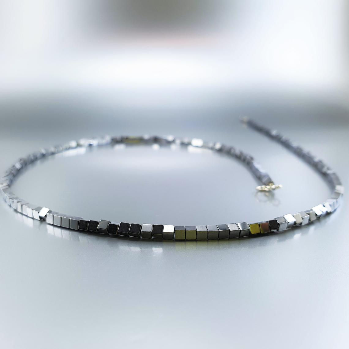 Mens necklace Hematite gemstone