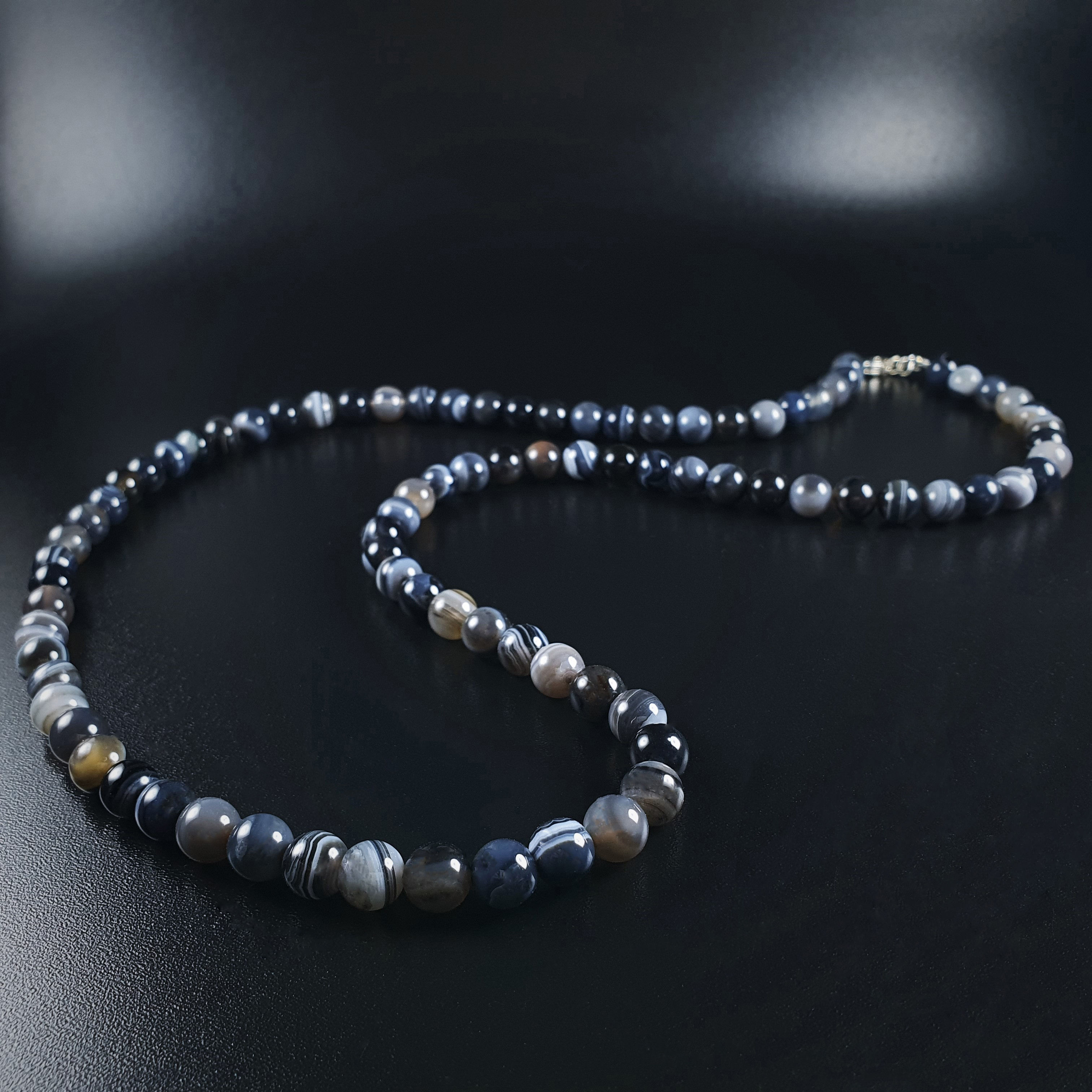 Mens long necklace Sardonyx gemstone