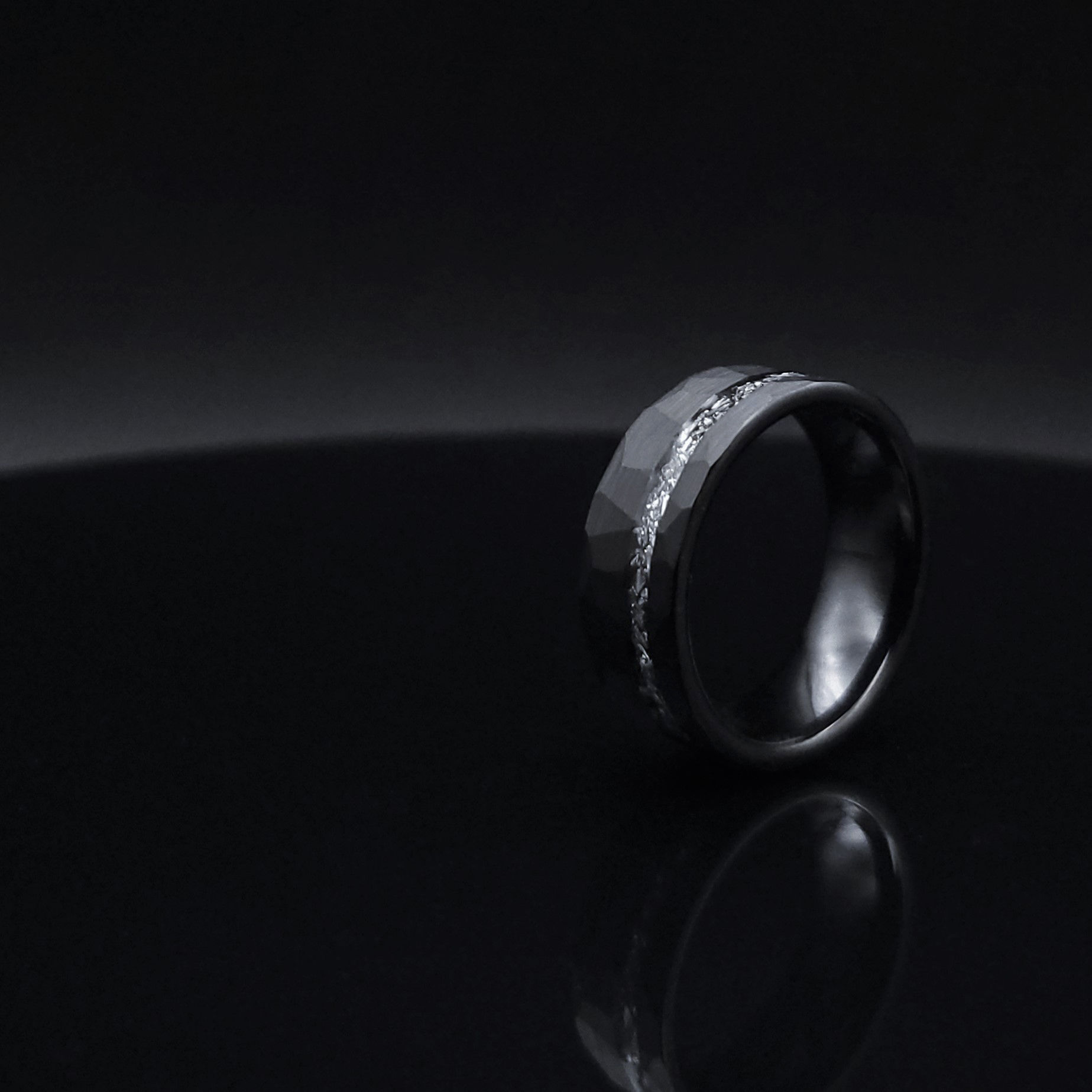 Mens Ring Meteorite black band