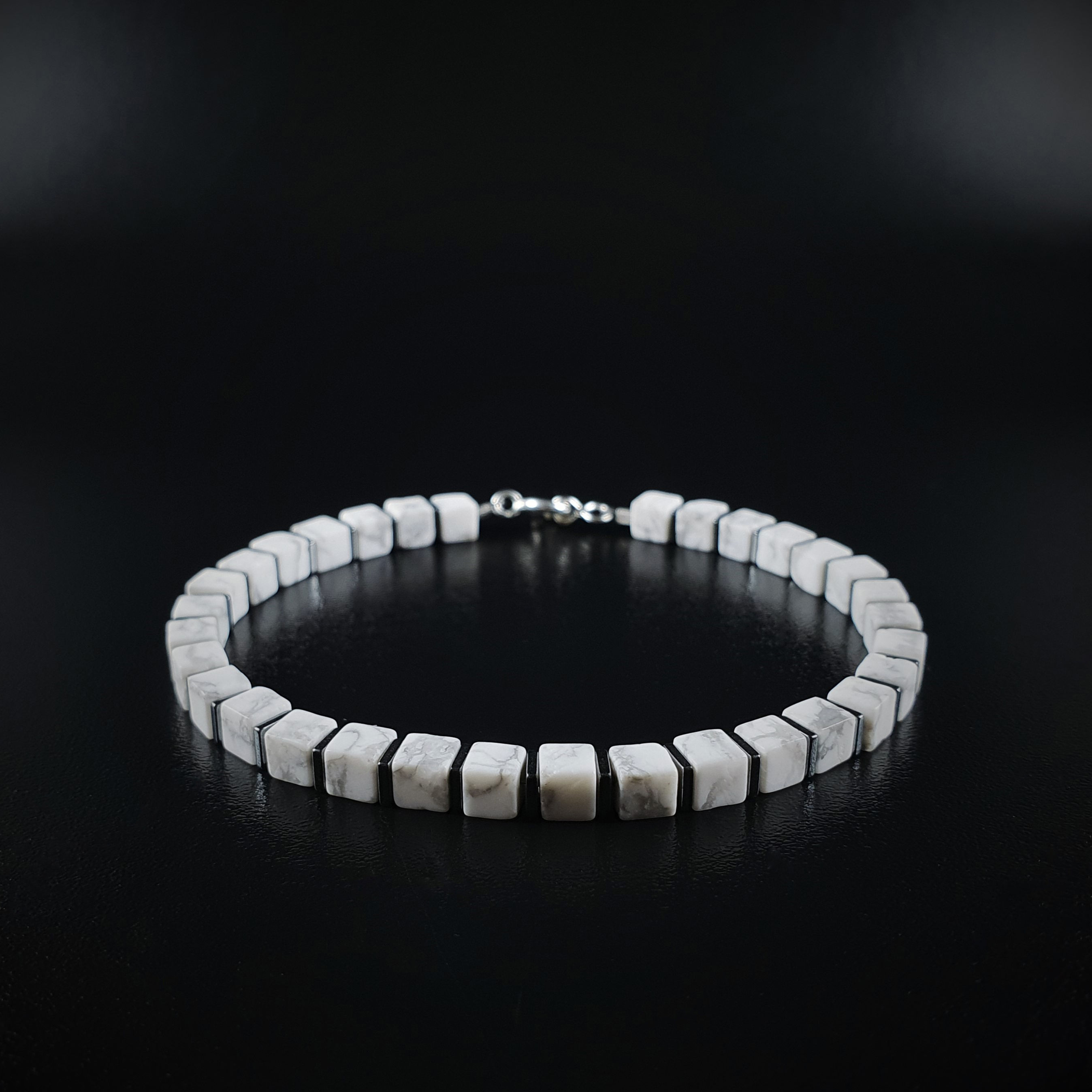 Mens bracelet white Howlite gemstone