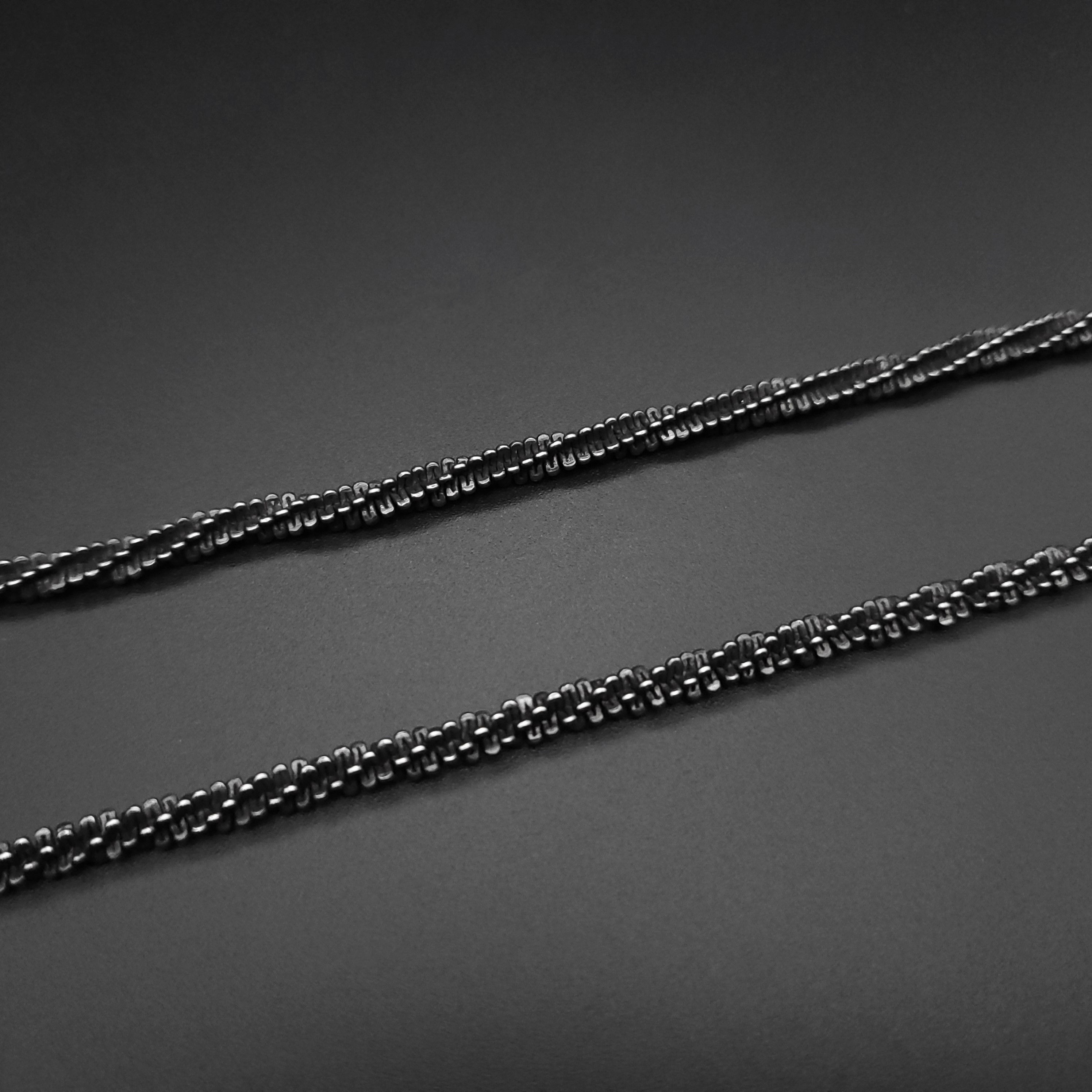 Mens black rope Chain Necklace