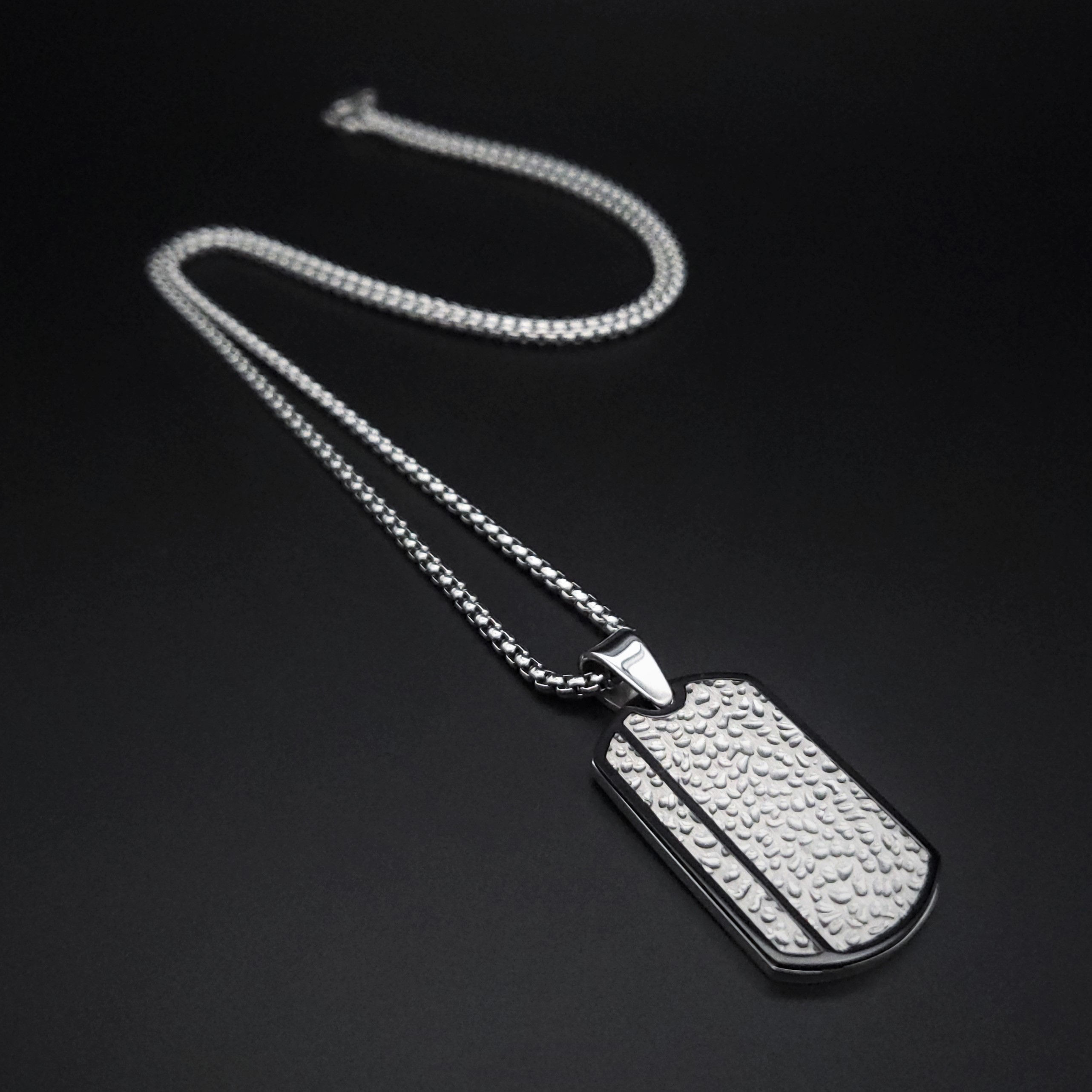 Mens pendant necklace black silver Titanium steel