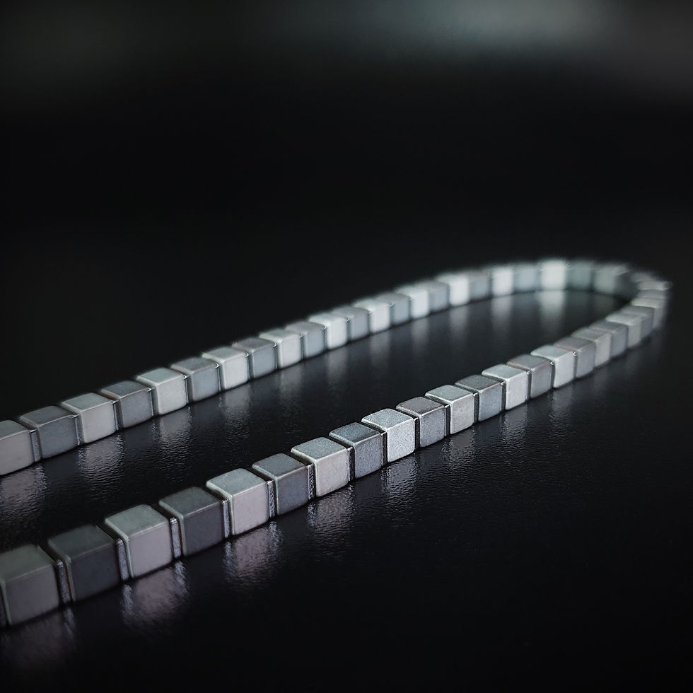 Thumbnail: Mens necklace square Hematite gemstone