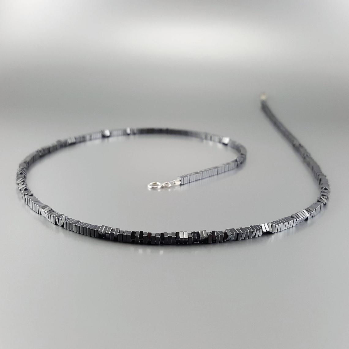 Mens necklace Hematite gemstone