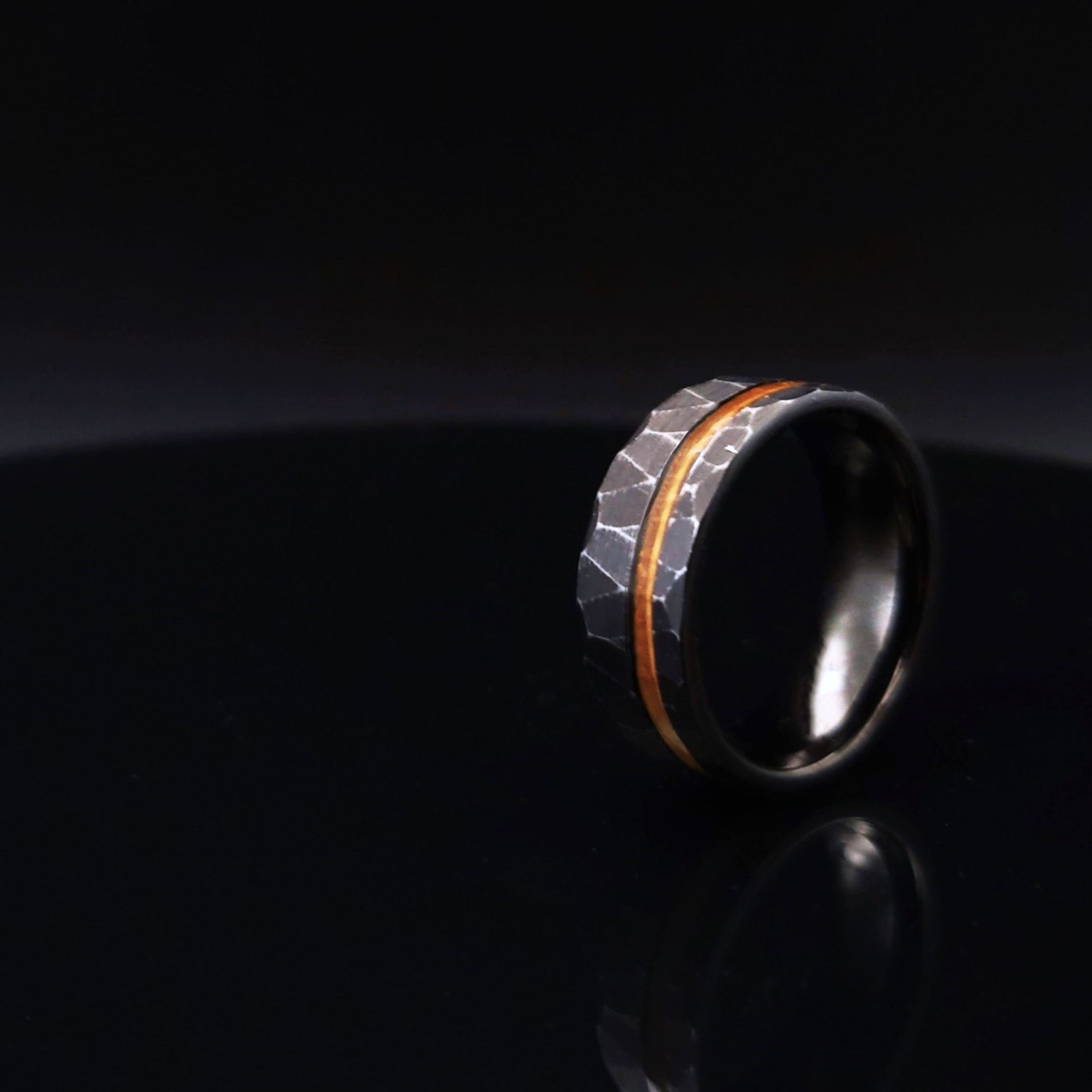 Mens Ring wood black band Tungsten
