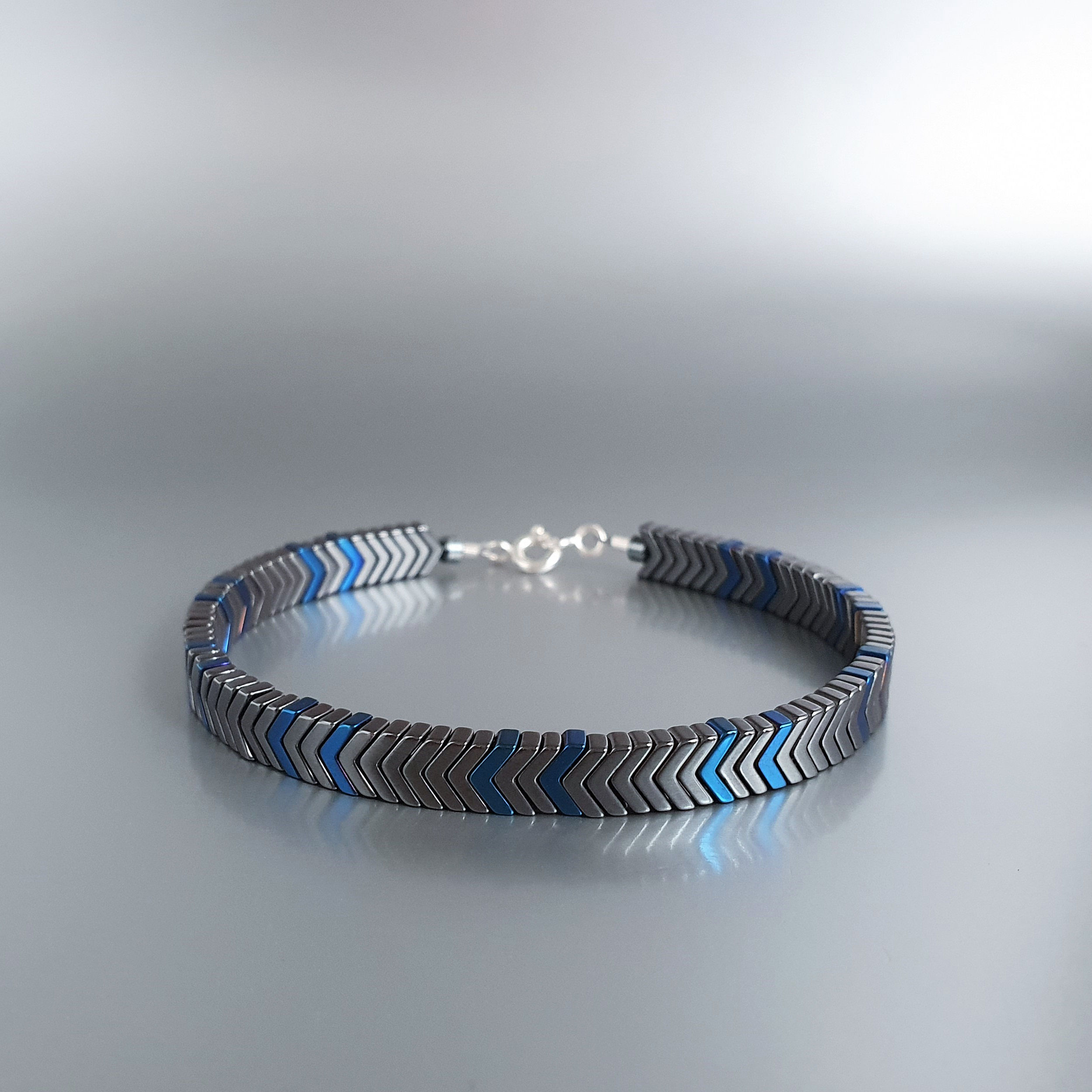 Mens bracelet arrow Hematite gemstone