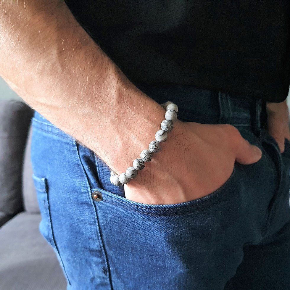 Thumbnail: Mens bracelet Picasso Jasper gemstone