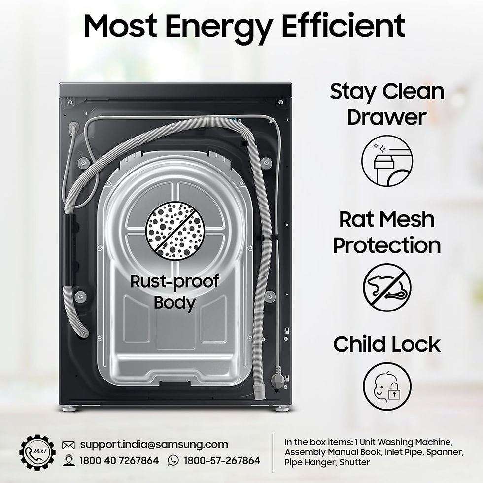 थंबनेल: SAMSUNG 12.0 kg Front Load Washing Machine with AI & AI Wash, WW12DB8B54GB