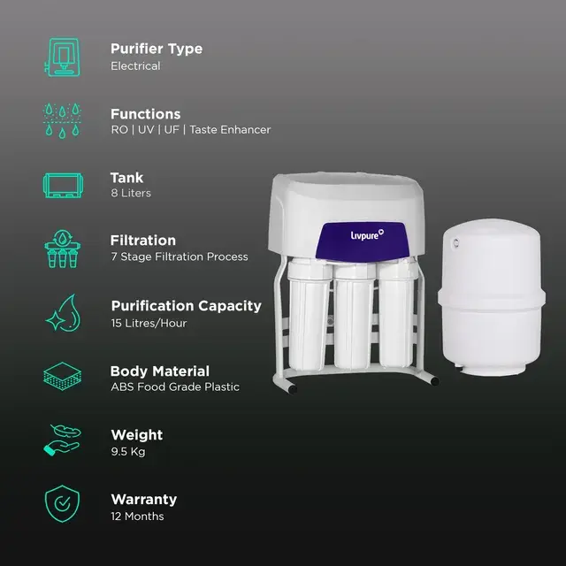 Thumbnail: Livpure Neon Ultraviolet, Carbon Block Water Purifier - 15L