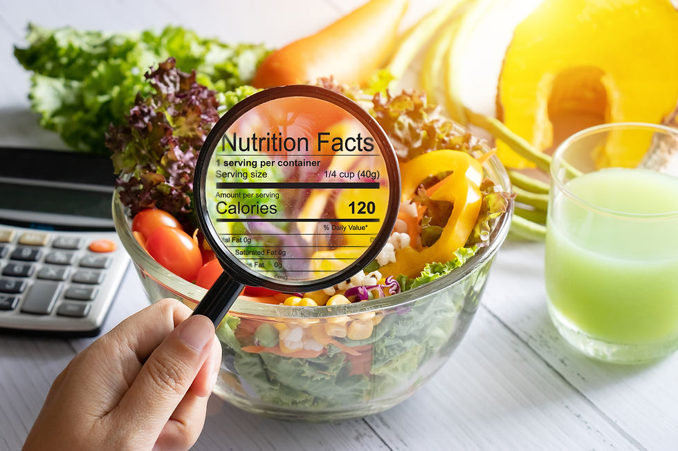 nutrition facts example over salad