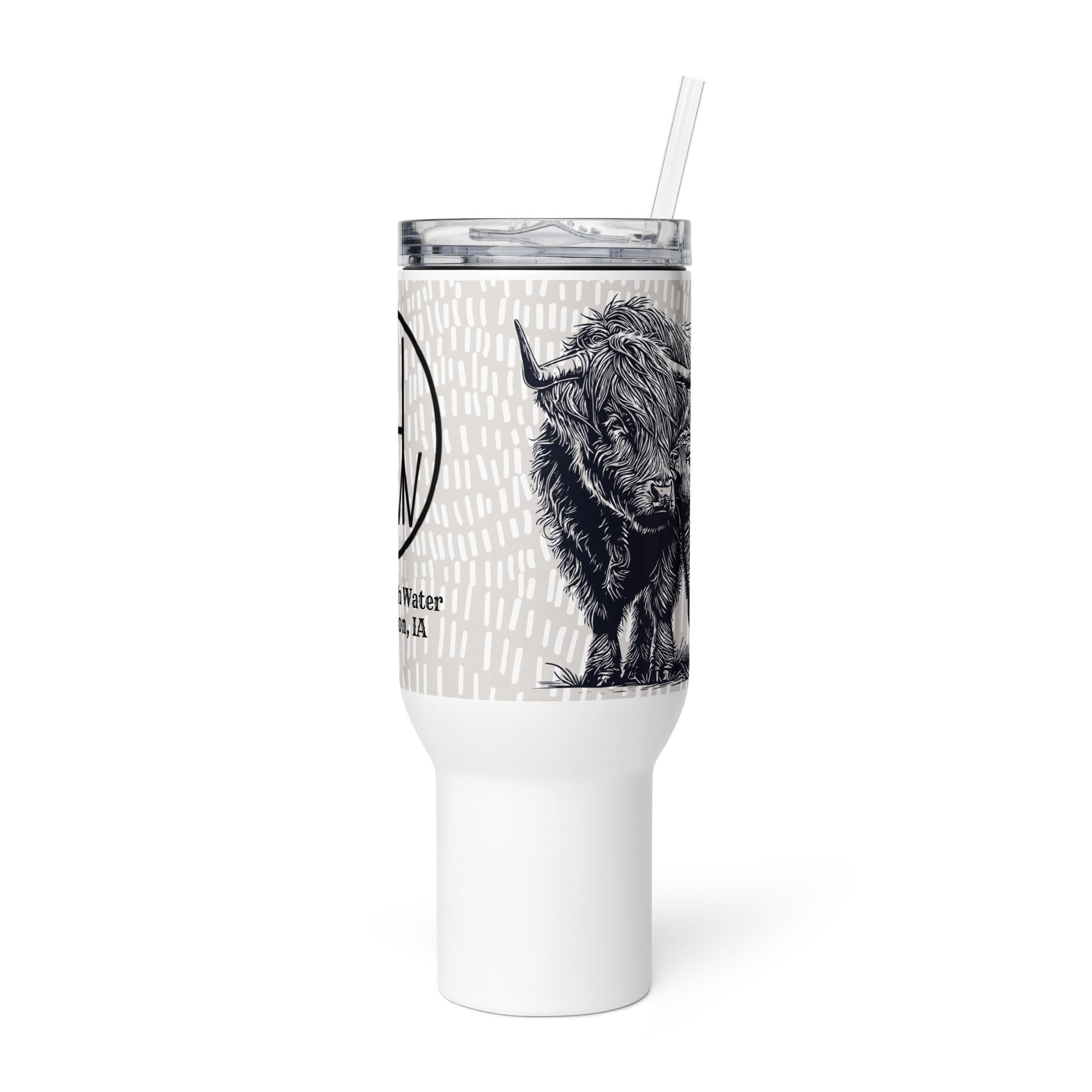 Travel mug with a handle-HHW Cow/calf