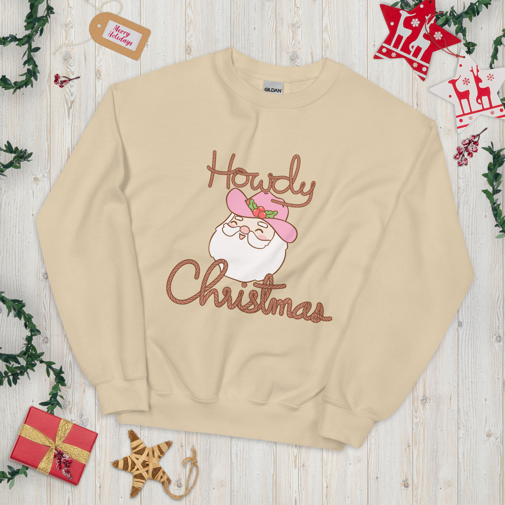 Gliden Unisex Sweatshirt-Howdy Christmas Santa