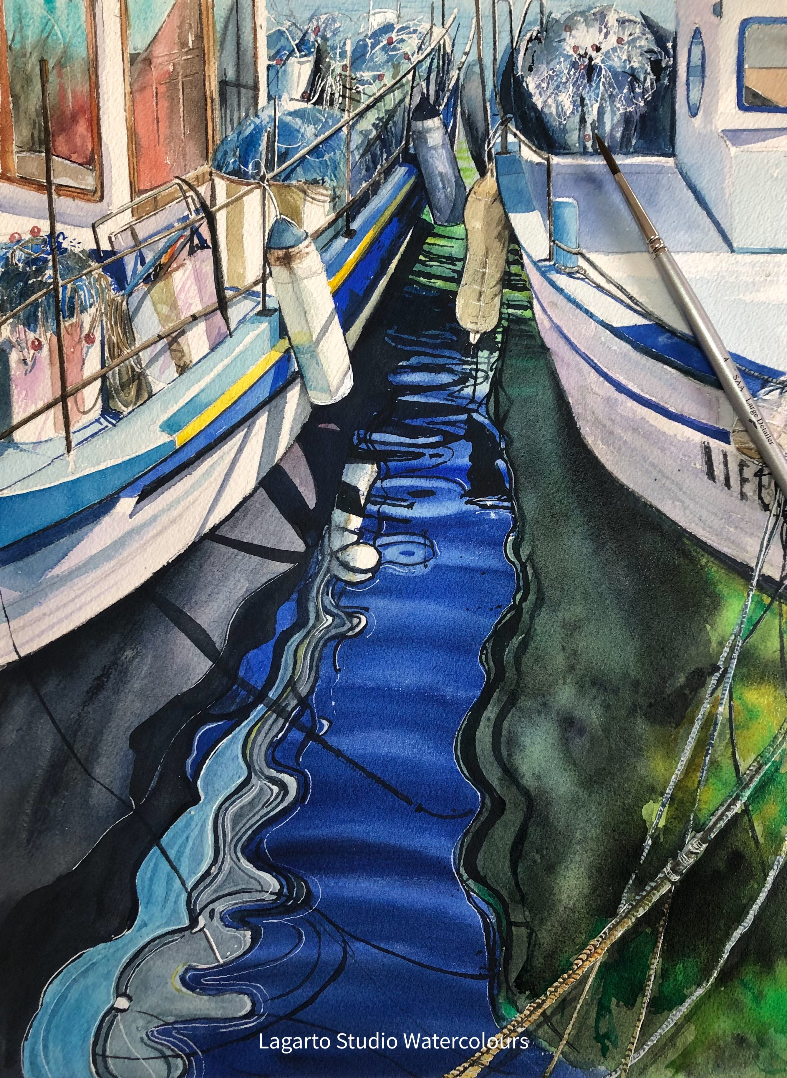 Boats in the Harbour (abstract waters) ORIGINAL