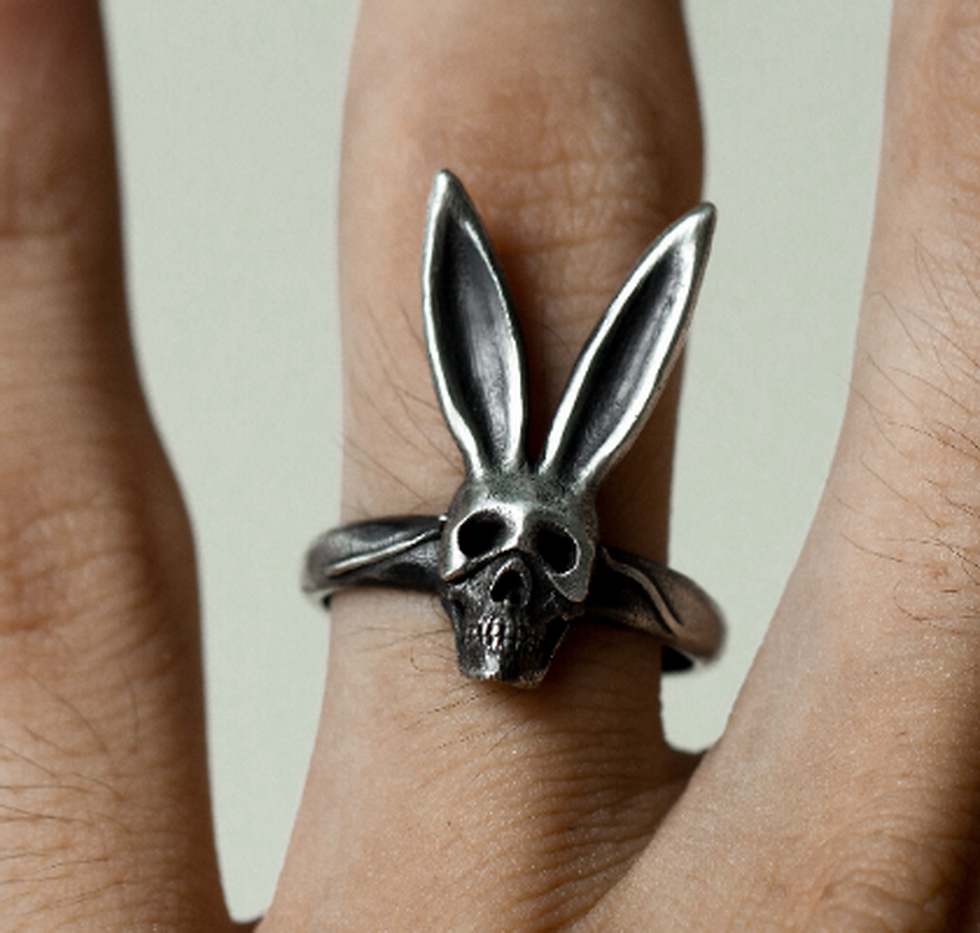 Skull Bunny Ring Masked Rabbit Silver Ring