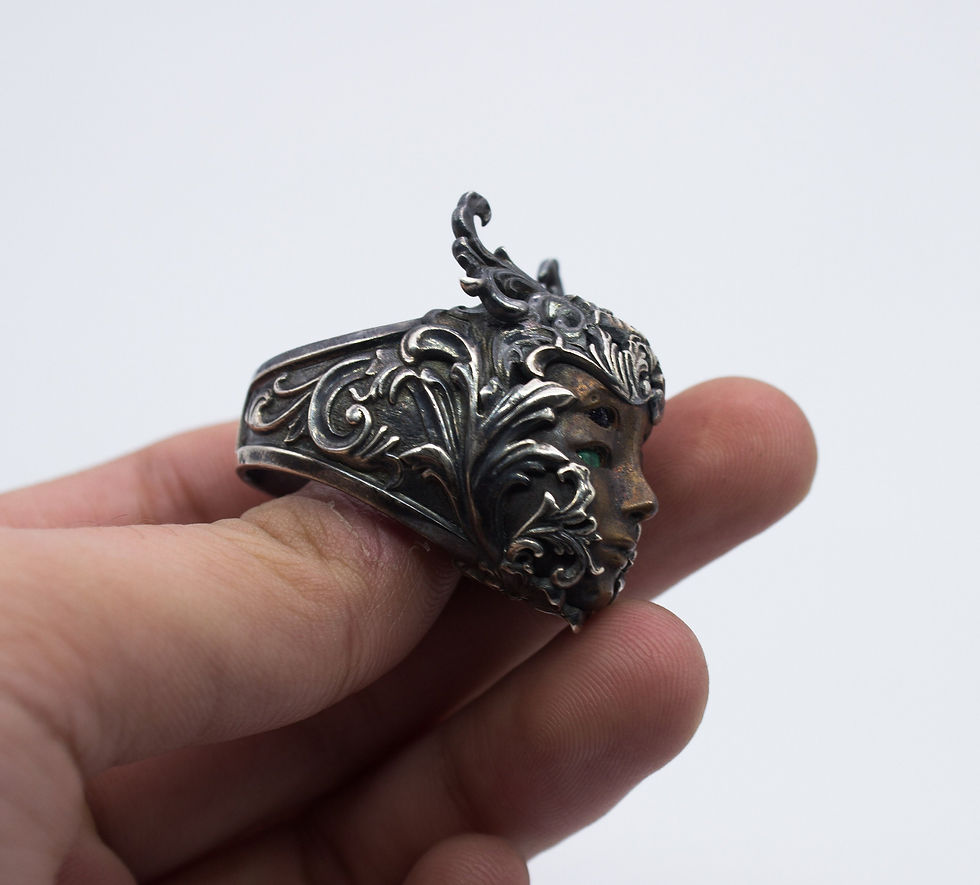 Thumbnail: Elf Fairy Angel Queen Guardian Solid Sterling Silver Ring Handmade Gothic Ring P