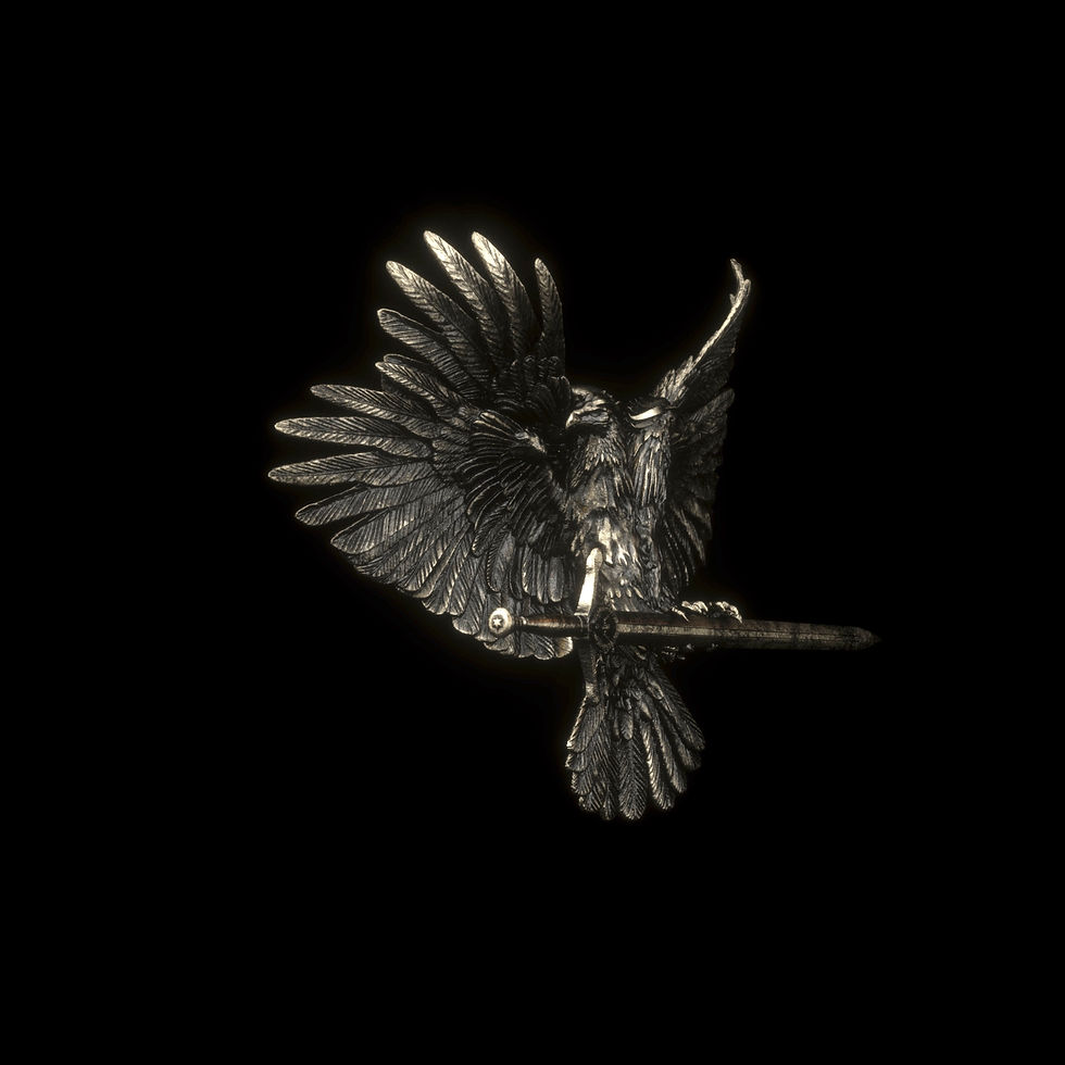 Thumbnail: Double Head Eagle Pendant  Protective Symbol Sword Necklace + Chain