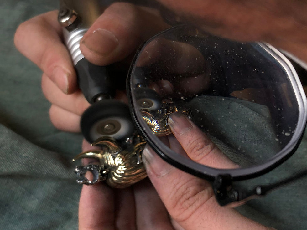 Thumbnail: Gold Mix Buddha's Warrior Guardian Attendant Lux Buddhist Gothic Handmade Sterli